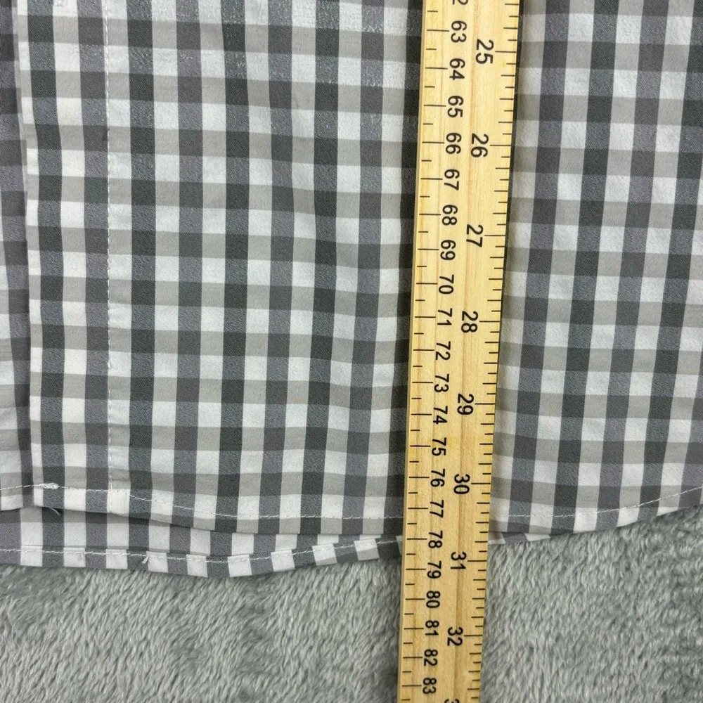 Mizzen Main Shirt Mens XL Trim Fit Performance Button Up‎ Gray White Check